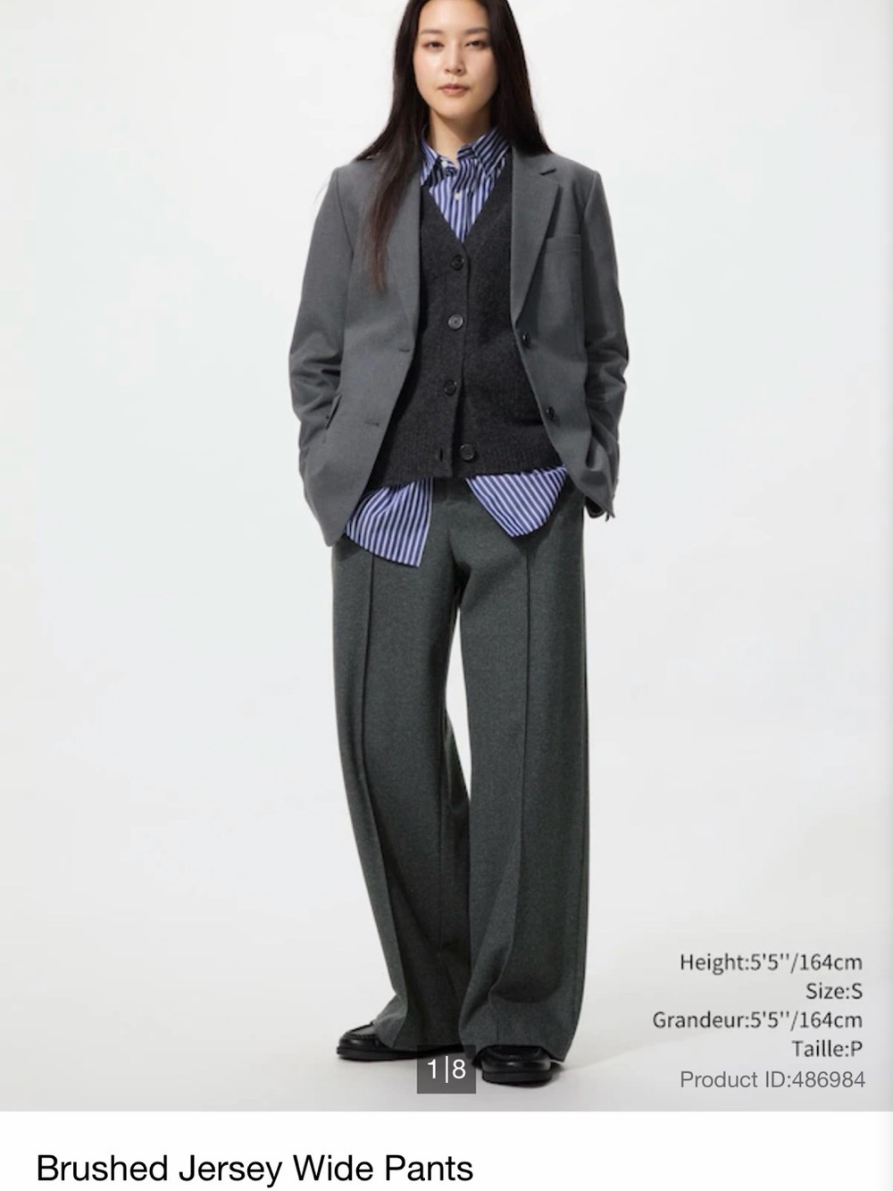 Uniqlo Brushed Jersey Wide Pants in Charcoal Gray